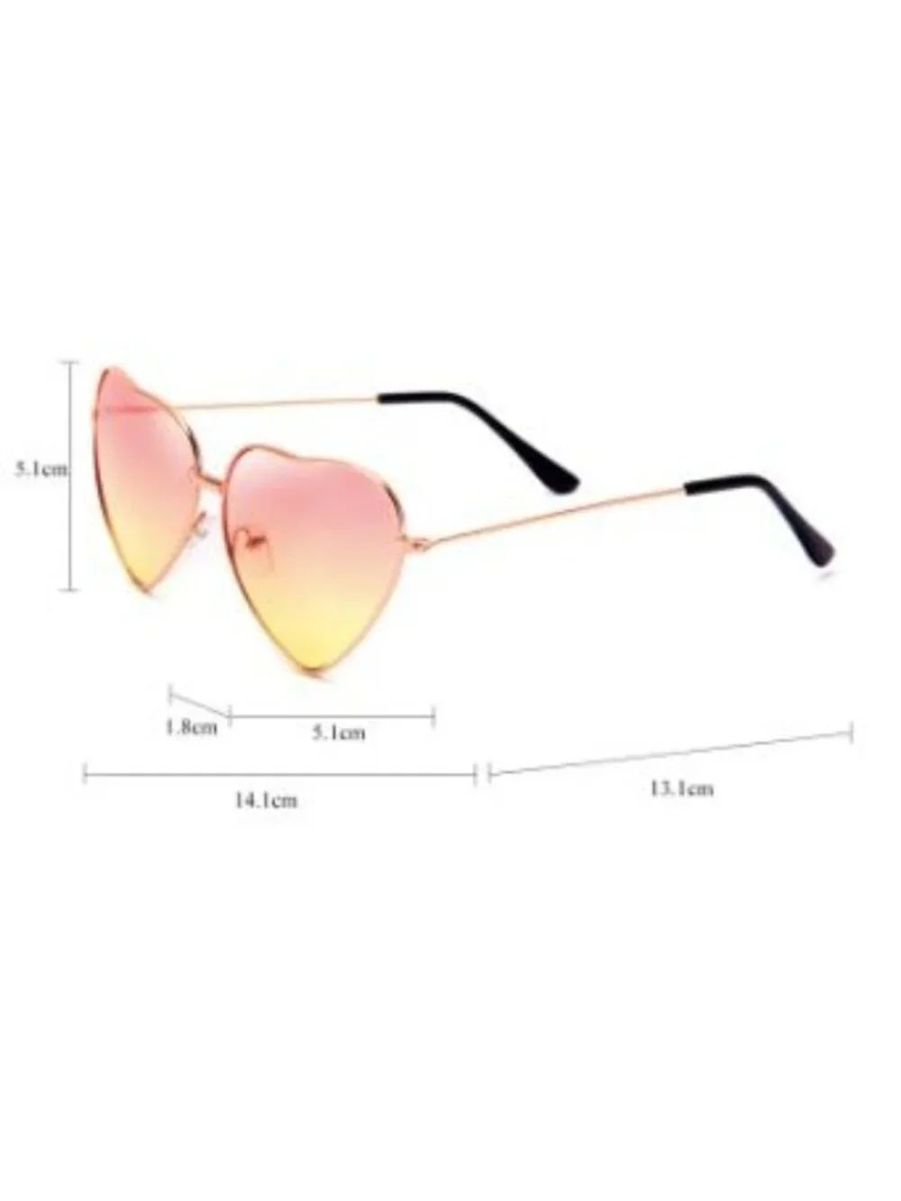 Heart-Shaped Red to Yellow Gradient Lenses Sunglasses With Gold Frame